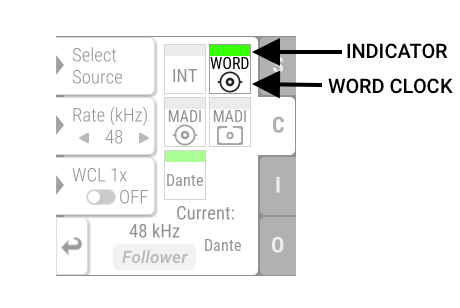 The Clock Section with highlighted Word Clock Input