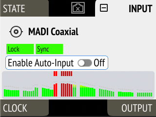 MADI Coaxial input with level meters