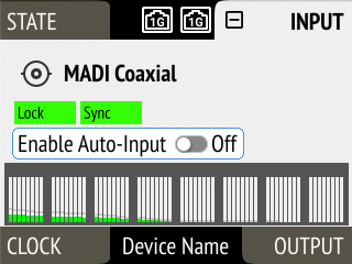MADI Coaxial input with level meters
